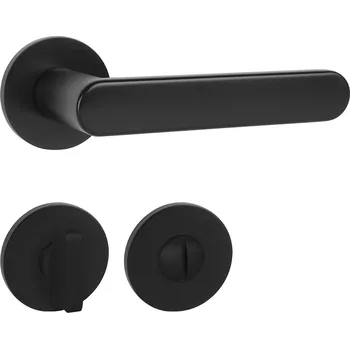 Dveřní kování TI - ROUND - R 3957 5S klika/klika, rozety WC BS - Černá matná (153)
