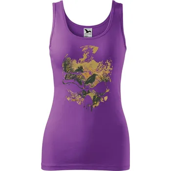 Dámské tílko s potiskem Lebka a ptáci Velikost: XL, Barva: Fialová