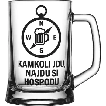 Sklenice Půllitr s pískovaným motivem kompasu