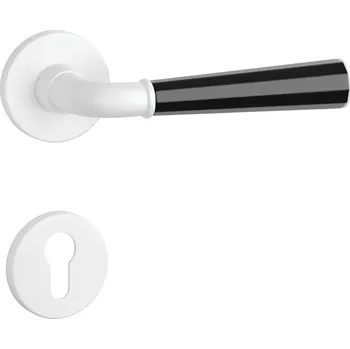 Dveřní kování ASM - MARIGOLD 3 - R 7S klika/klika, rozety PZ WS/BS/WS - Bílá matná / černá matná / bílá matná