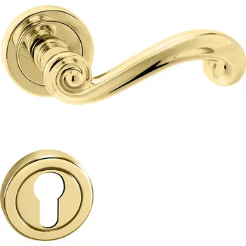 Dveřní kování TI - CARLA - R 738 klika/klika, rozety PZ OLV - Mosaz leštěná lakovaná (01)