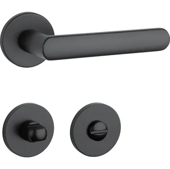 Dveřní kování AT - FRAGOLA - R 7S klika/klika, rozety WC BS - Černá matná