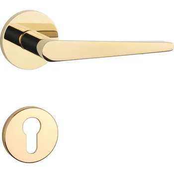 Dveřní kování AT - ARNICA - R 7S klika/klika, rozety PZ OLV PVD - Mosaz leštěná lakovaná PVD