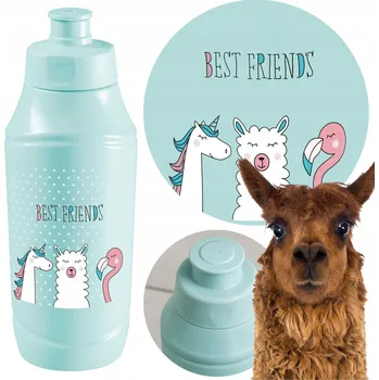 Láhev LAHEV NA PITÍ PRO DĚTI LÁHEV NA VODU NÁPOJ 375 ML DO ŠKOLKY MODRÁ