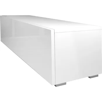 Televizní stolek TV stolek / Komoda pod TV Závěsná Stojící 135x30x30cm Bílá Lesklá
