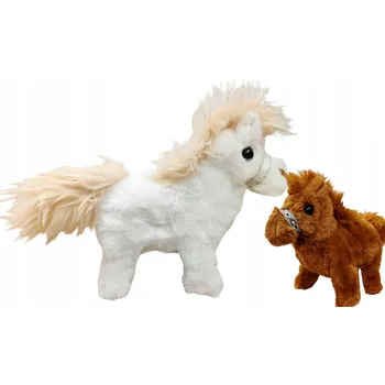 plyšák PLYŠOVÝ KONÍK PONÍK INTERAKTIVNÍ - CHODÍ, ŘEHTÁ, MÁVÁ OCÁSKEM 22CM E2662 EMAJ