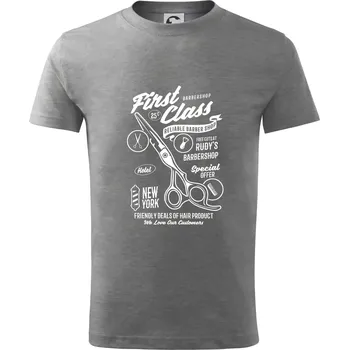 Chlapecké tričko First Class Barber - Tričko dětské bavlněné - 98 cm / 2 roky ( Tmavě šedý melír )
