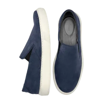 Pánské tenisky Vasky Leny Navy - Pánské kožené slip on tenisky / botasky modré&nbsp;- jarní / podzimní boty | česká výroba ze Zlína 45 EU
