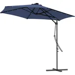 Outsunny Zahradní slunečník Outsunny, konzolový slunečník, LED diody, solární panel, odolný proti povětrnostním vlivům, včetně ochranného krytu, Ø290 x 260 cm, tmavě modrý