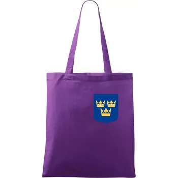 Švédský znak tři korunky na prso - Taška bavlněná - 42 x 38 cm ( Fialová )