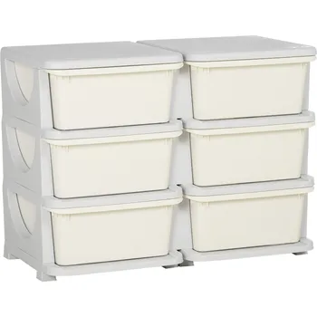 Úložný box HOMCOM Úložný box pro děti, dětský úložný box, 3 zásuvky, bílý