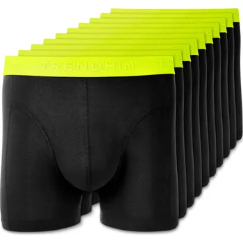 Boxerky L - FlexFeel | Balení 10 ks černých bavlněných boxerek s neonově žlutým pasem - Trendhim