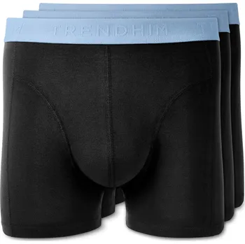 Boxerky XXL - FlexFeel | Balení 3 ks černých bavlněných boxerek s nebesky modrým pasem - Trendhim