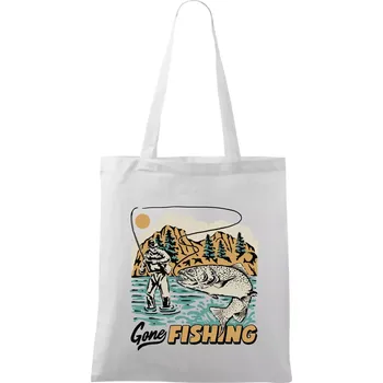 Gone Fishing - Taška bavlněná - 42 x 38 cm ( Bílá )