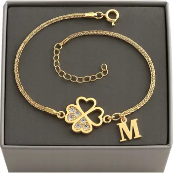 Náramek Zlatý náramek ArtWings stříbro 925 čtyřlístek s gravírováním