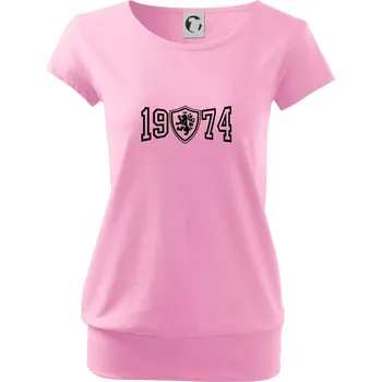 Dámské tričko Narozeninový motiv - znak - 1974 - Volné triko city - S ( Růžová )