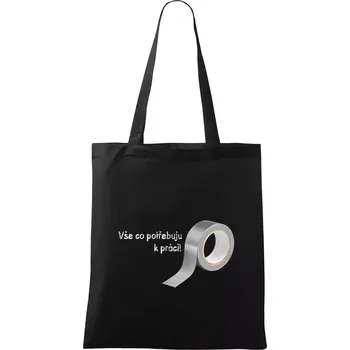Vse co potřebuju k práci - Lepící páska - Taška bavlněná - 42 x 38 cm ( Černá )