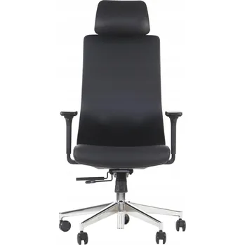 Kancelářská otočná židle AKCENT PU černá, chromovaná základna, ekokůže