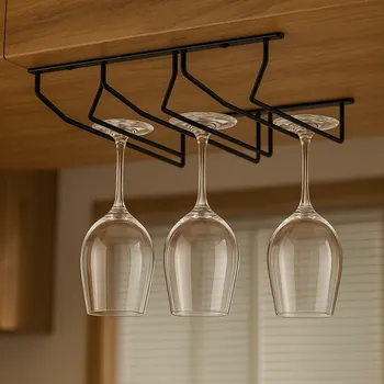 Wireli Třířadý držák sklenic / černý matný