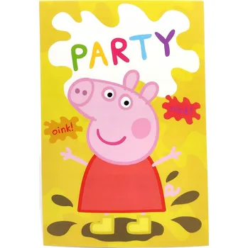 Pozvánka Narozeninové pozvánky s obálkami prasátko Pepa 5 kusů
