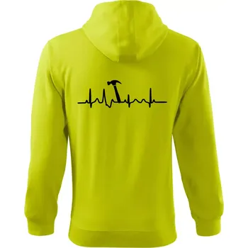 Pánská móda Ekg Kladivo - Mikina s kapucí na zip trendy zipper - S ( Limetková )