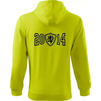 Pánská mikina Narozeninový motiv - znak - 2014 - Mikina s kapucí na zip trendy zipper - 3XL ( Limetková )