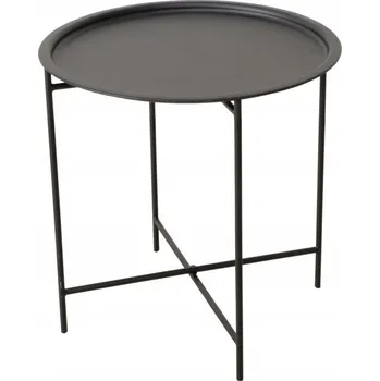 Konferenční stolek KONFERENČNÍ STOLEK ČERNÝ KOVOVÝ KULATÝ NASTAVITELNÝ S PODNOSEM ROCKO 44-46 X 46 CM