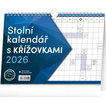 Kalendář NOTIQUE Stolní kalendář s křížovkami s háčkem 2026, 30 x 21 cm