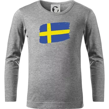 Chlapecké tričko Švédsko vlajka štětkou - Triko dětské Long Sleeve - 134 cm/8 let ( Tmavě šedý melír )