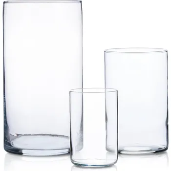 Váza Skleněná váza čirá 30 cm sada 3 ks