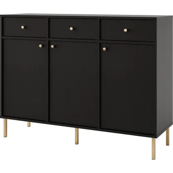 Komoda TOKYO 2 c | komoda 827 | 124,5 cm | černá grafit/zlatá