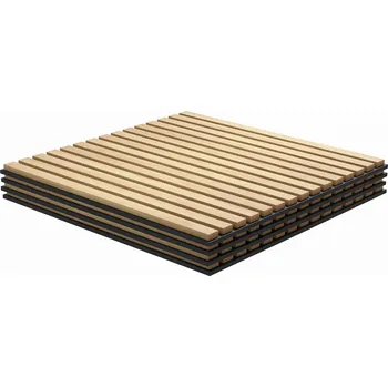 Obklad HOMCOM Akustický panel, zvukový útlum, DIY lamelová stěna, MDF & polyester, snadná instalace, dub