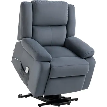 Křeslo HOMCOM polohovací křeslo s funkcí polohování, dálkové ovládání, sametový vzhled, šedá barva, 92 x 93 x 105 cm