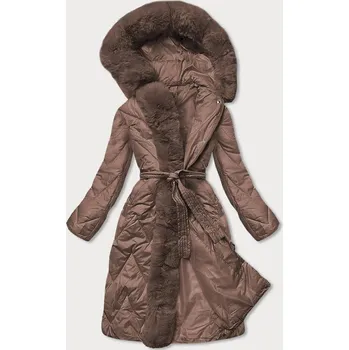 Dámská cargo bunda Dlouhá hnědá dámská prošívaná zimní bunda WAY MODE, odstíny hnědé XL (42) i392_18902-53