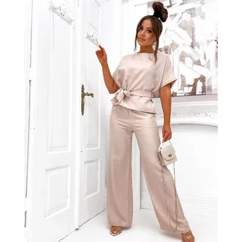 Letní béžový dámský dvoudílný set, odstíny béžové XL (42) i392_25408-3