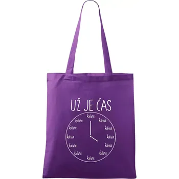 Už je čas - káva - Taška bavlněná - 42 x 38 cm ( Fialová )