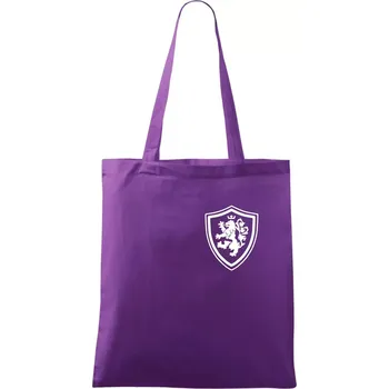 Český lev erb na prsu a na zádech - Taška bavlněná - 42 x 38 cm ( Fialová )