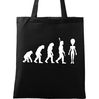 Bavlněná taška Evoluce mimozemšťana (Barva: Černá)