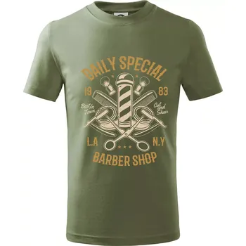 Dětská móda Daily Special Barber Shop - Tričko dětské bavlněné - 158 cm/12 let ( Khaki )