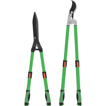 Nůžky na živý plot Zahradní nůžky na živý plot Outsunny 2dílná sada zahradních nůžek délka čepele 90 cm nůžky na živý plot s kovovými čepelemi, výsuvná rukojeť