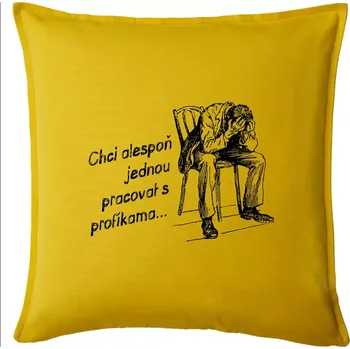 Polštář Chci alespoň jednou pracovat s profíkama - Polštář 50x50 - 50x50 - Pouze potah ( Žlutá )