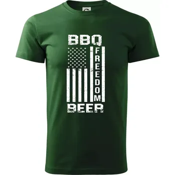Pánské tričko USA BBQ Freedom beer - Triko extra velké (5-8XL) - 6XL ( Lahvově zelená )