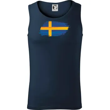 Pánská móda Švédská vlajka kreslená - Tílko pánské Core - S ( Námořní modrá (velmi tmavá - téměř černá) )