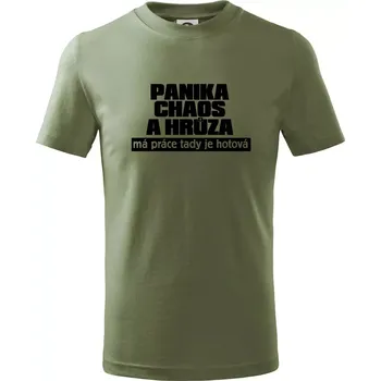 Panika, chaos a hrůza - Tričko dětské bavlněné - 158 cm/12 let ( Khaki )
