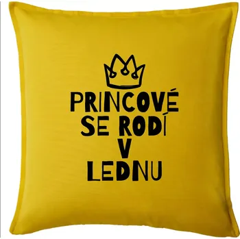 Polštář Princové se rodí v lednu - Polštář 50x50 - 50x50 - Pouze potah ( Žlutá )