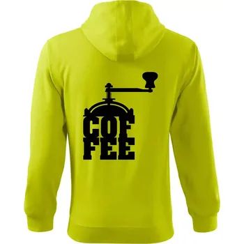 Pánská mikina Coffee mlýnek - Mikina s kapucí na zip trendy zipper - XL ( Limetková )