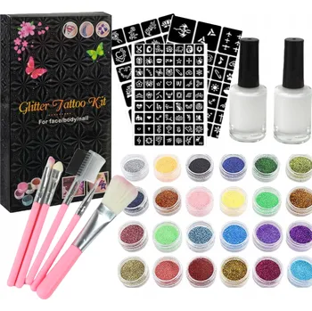 Tetování DUŻY ZESTAW DO TATUAŻY BROKATOWYCH SZABLONY VELKÁ SADA NA GLITROVÉ TETOVÁNÍ SE ŠABLONAMI - GLITROVÉ TETOVÁNÍ XXXL