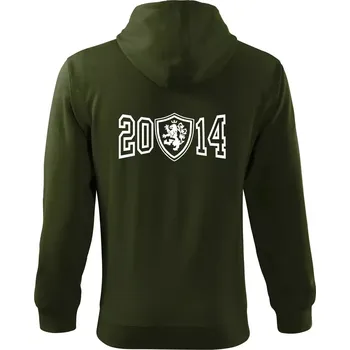 Pánská mikina Narozeninový motiv - znak - 2014 - Mikina s kapucí na zip trendy zipper - S ( Military )