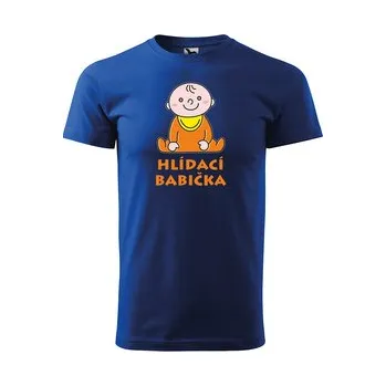 Tričko s potiskem Hlídací babička: modré 4XL