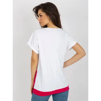 Dámská halenka Bílo-fuchsiová bavlněná halenka- volný střih, S/M i523_2016103388042